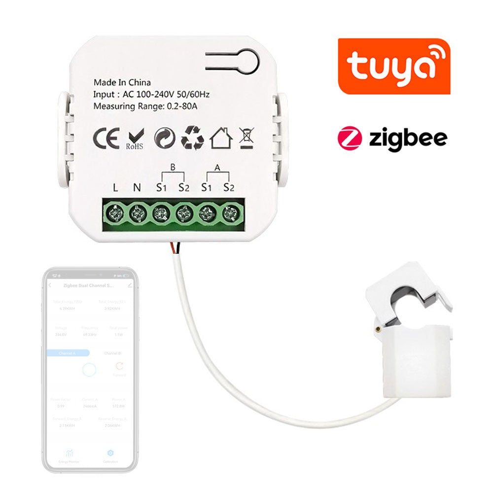 Tuya WiFi Smart Energy Meter: Solar PV System Bidirectional Power Monitor with Mobile App Control & CT