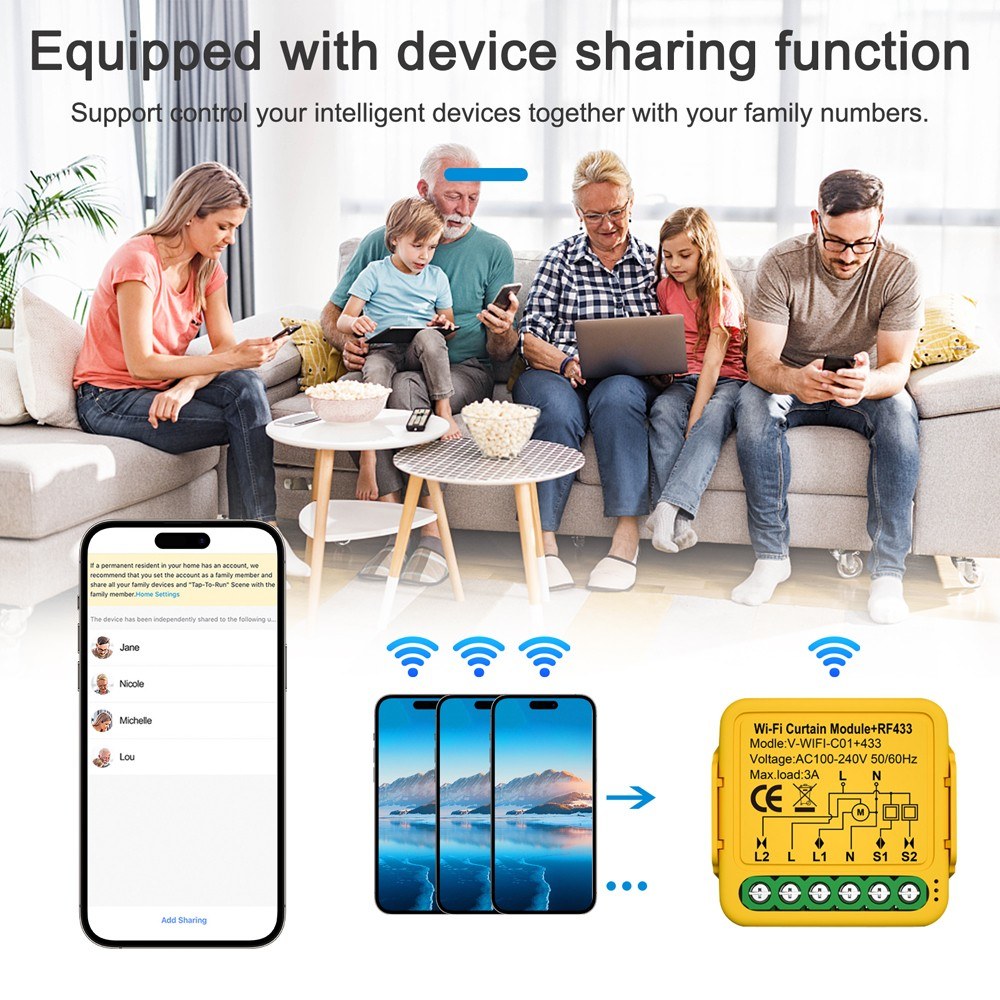Tuya WiFi Smart Curtain Module: Motorized Roller Shutter Switch with APP & Voice Control Compatible with Alexa & Assistant
