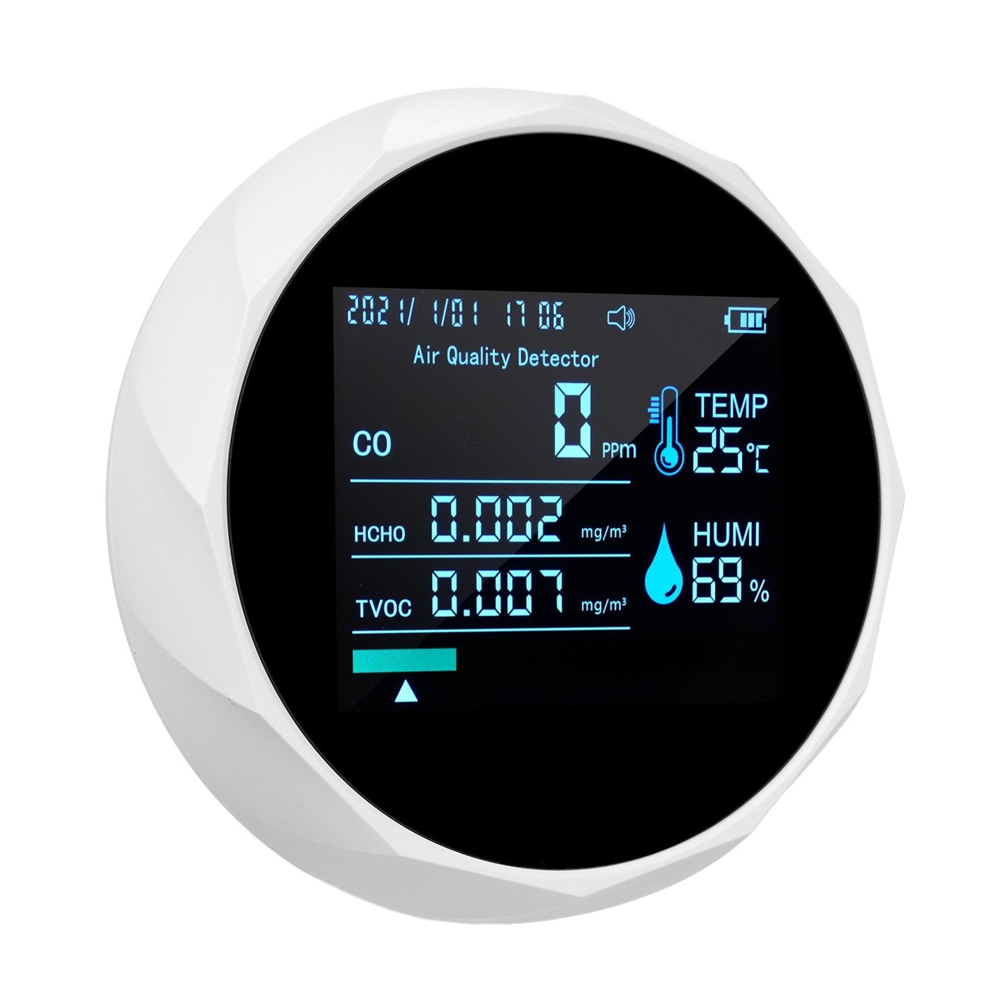 2CO16TB 6-in-1 Portable Air Quality Monitor: Formaldehyde Detector & Analyzer for CO, TVOC, HCHO, Humidity & Temperature