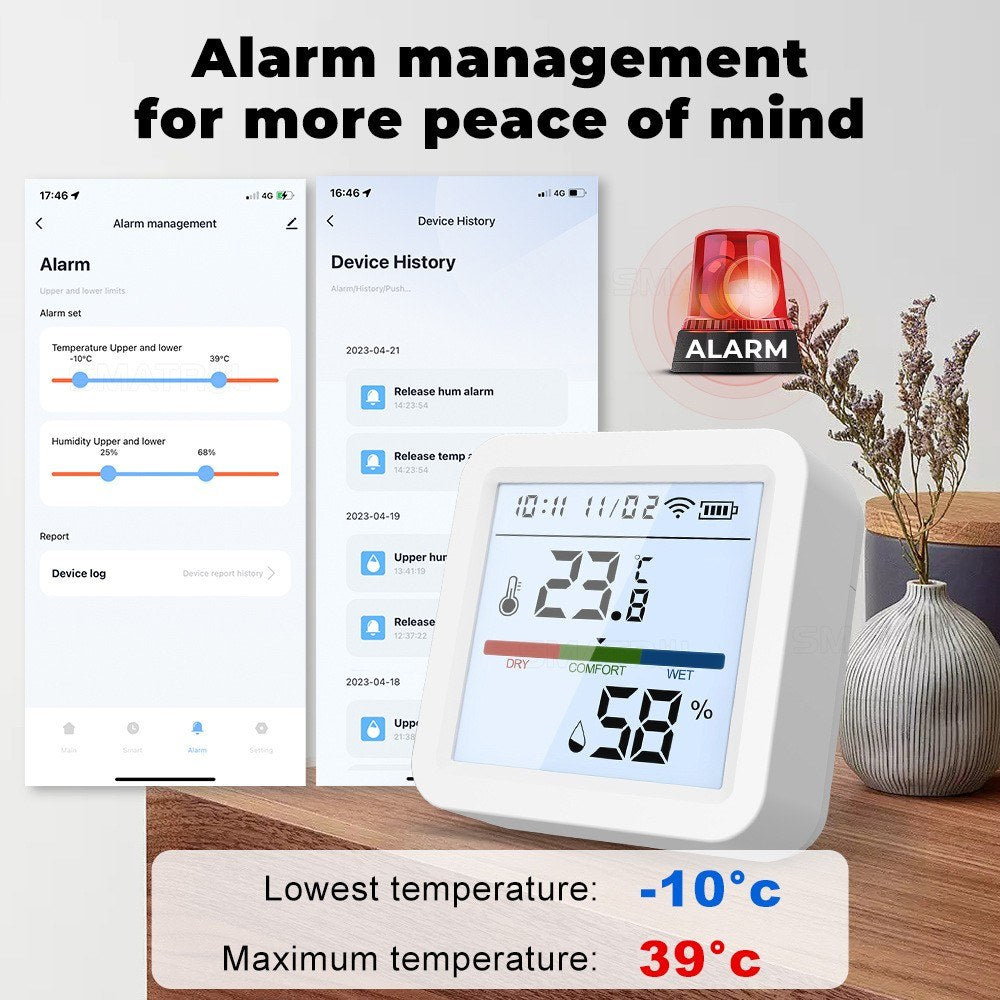 Tuya ZigBee Smart Temperature & Humidity Monitor with LCD, App Control, Alexa & Google Home Compatible