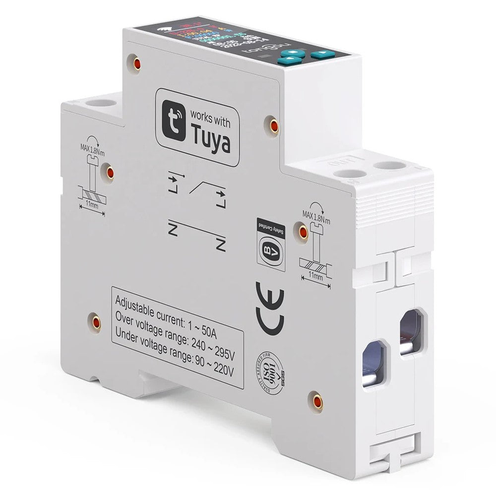 Tongou Tuya WiFi 35mm DIN Rail Smart Circuit Breaker & Energy Meter with Timer, APP Control, Voice Compatibility (Alexa & Assistant), and Prepaid Function