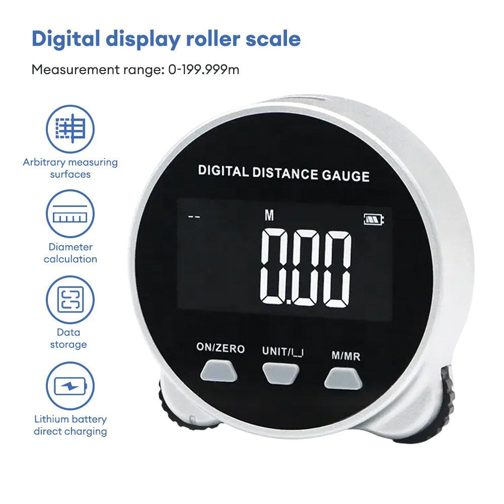 RTO05106 LCD Range Finder: Digital Roller Ruler, 199.999m Measurement, Rechargeable, Long Standby