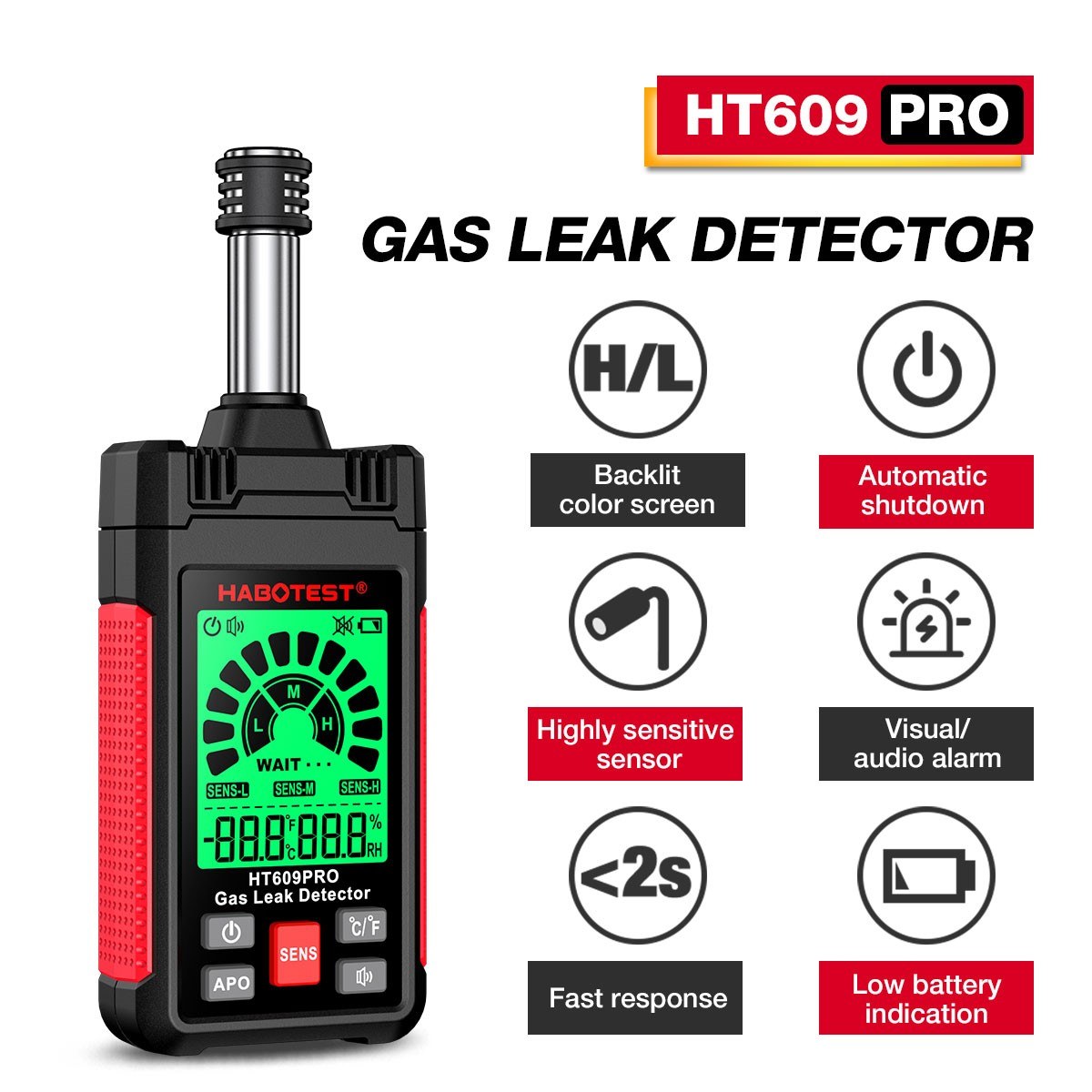 HT609PRO Gas Leak Detector | Natural Gas Detection | 50-1000PPM | HABOTEST