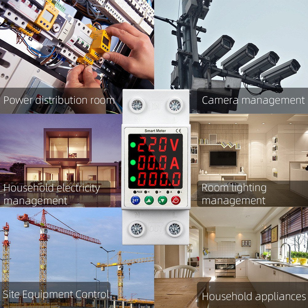 Smart Circuit Breaker with LCD - Automatic Reclosure, Intelligent Metering, and Multi-Protection (Overload, Overvoltage, Undervoltage, Current Limiting)