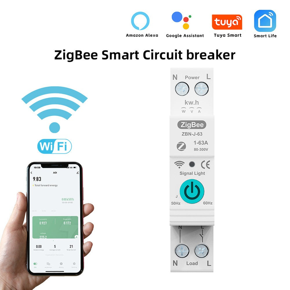 Smart ZigBee Circuit Breaker with Remote & Voice Control, Compatible with Google Assistant & Amazon Alexa