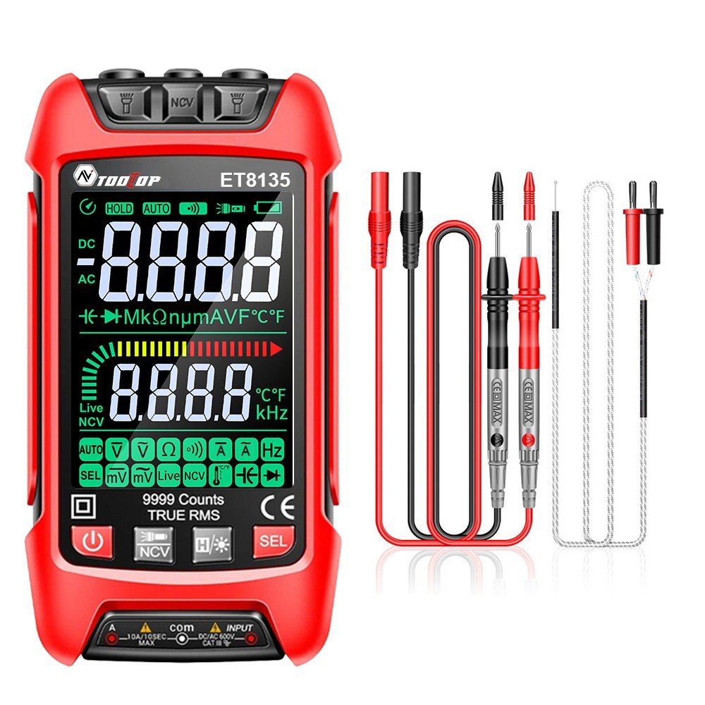 9999 Counts Digital Multimeter with Color Display - Professional Noncontact NCV Voltage, Current, Capacitance, Resistance & Diode Tester