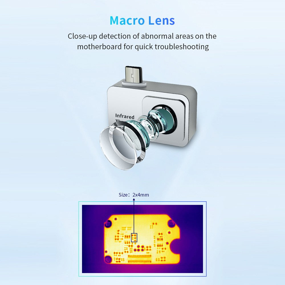 Compact Mobile Thermal Imager -15℃ to 600℃, Multi-Mode Temperature Detection, 6 Color Palettes