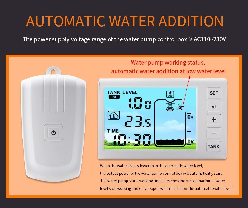 Ultrasonic Water Level Sensor with Temperature Display and Automatic Water Addition