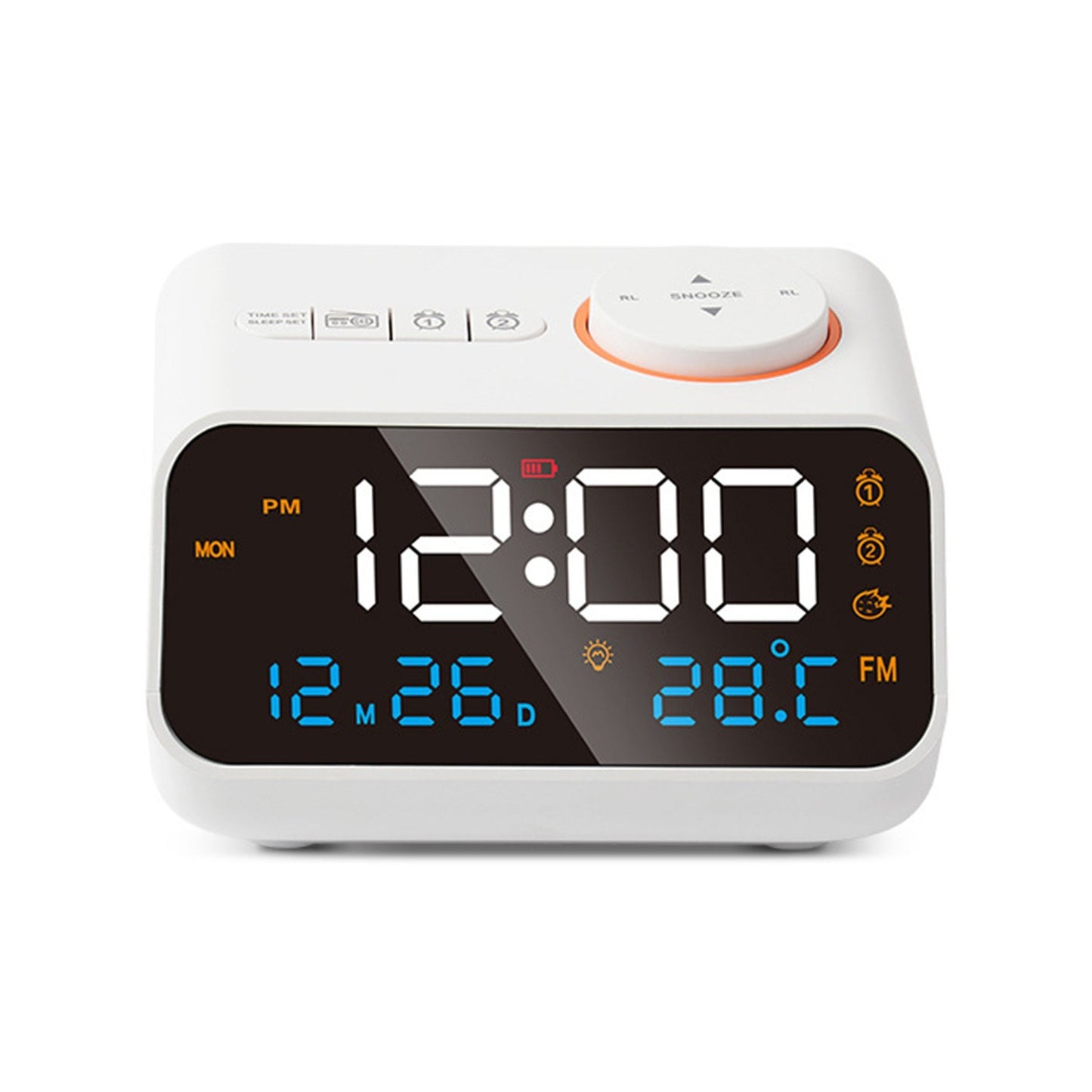Dual Alarm Digital Clock: LED Display, 0-100% Dimmer, FM Radio, Sleep Timer, Sound Machine, Snooze, Thermometer for All Ages