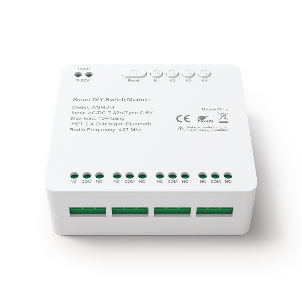 Tuya Smart WiFi 4-Channel Switch Module – Remote, Voice, and App Control, Google Home & Alexa Compatible