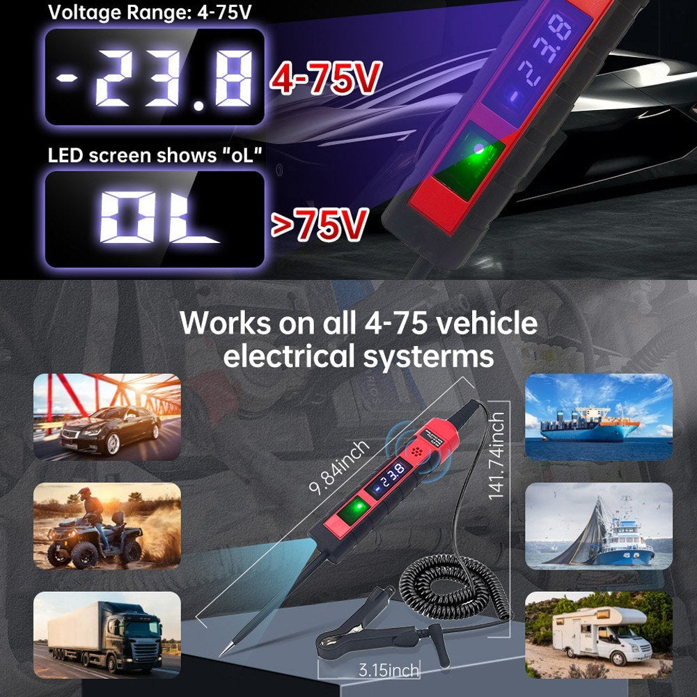NS-870 Digital Auto Power Test Pen 4-75V DC Voltage Tester for Car Wiring & Troubleshooting