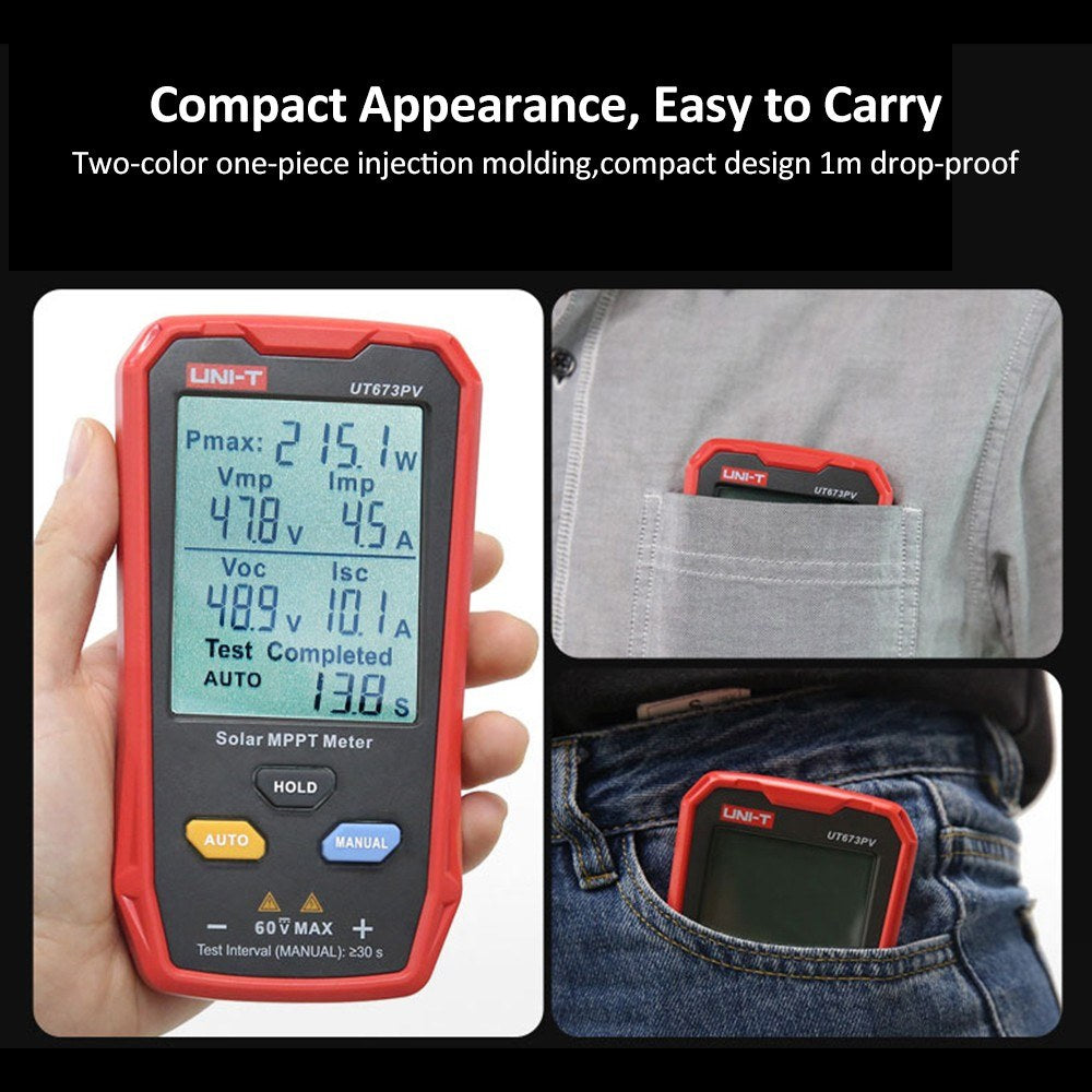 UNI-T UT673PV Solar MPPT Meter Photovoltaic Power Tester with Peak Voltage, Current, and Pmax Measurements