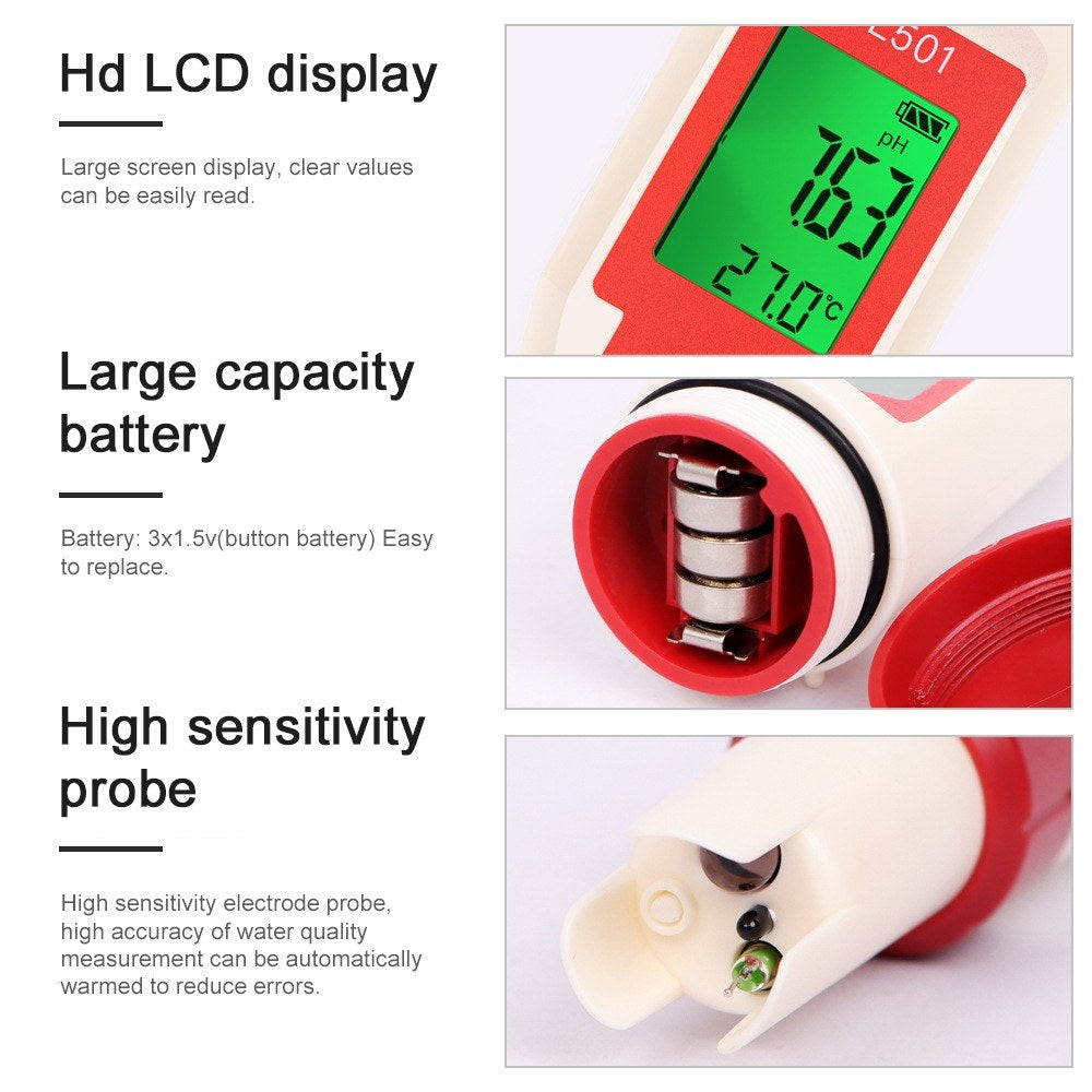5-in-1 Water Quality Tester: Chlorine, pH, ORP, H2 & Temperature Meter for Drinking Water, Aquariums, Aquaculture & Pools