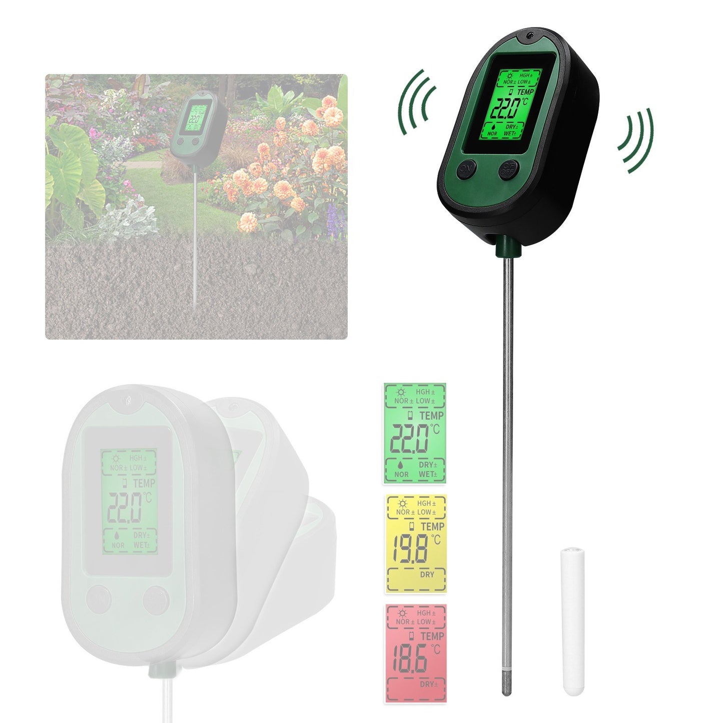 4-in-1 Soil Tester: pH, Moisture, Temperature & Sunlight Detector for Garden and Plant Care