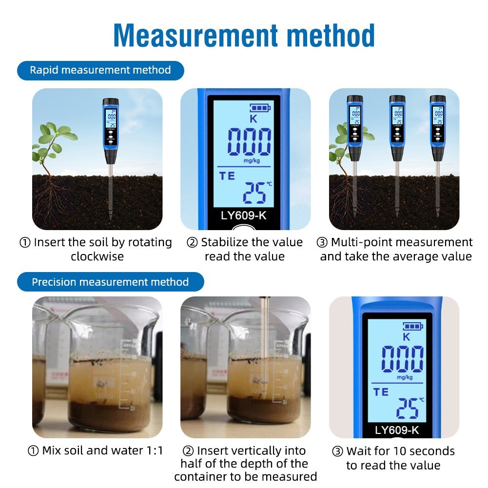 Garden Soil Nutrient Analyzer & Fertility Tester with Temperature & Potassium Measurement