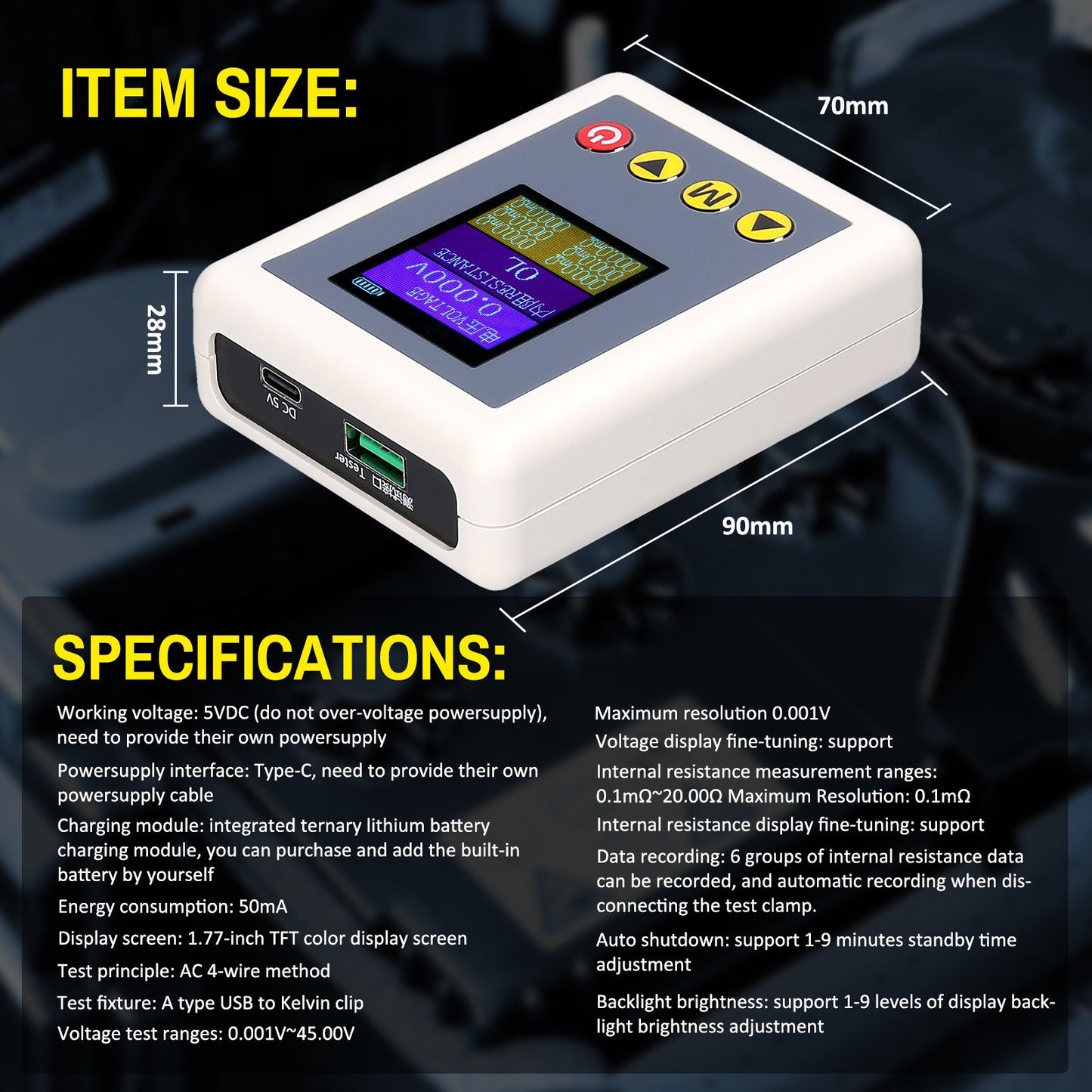 TS4520 Entry-Level AC 4-Wire Kelvin Voltage & Internal Resistance Tester - Professional Meter Device