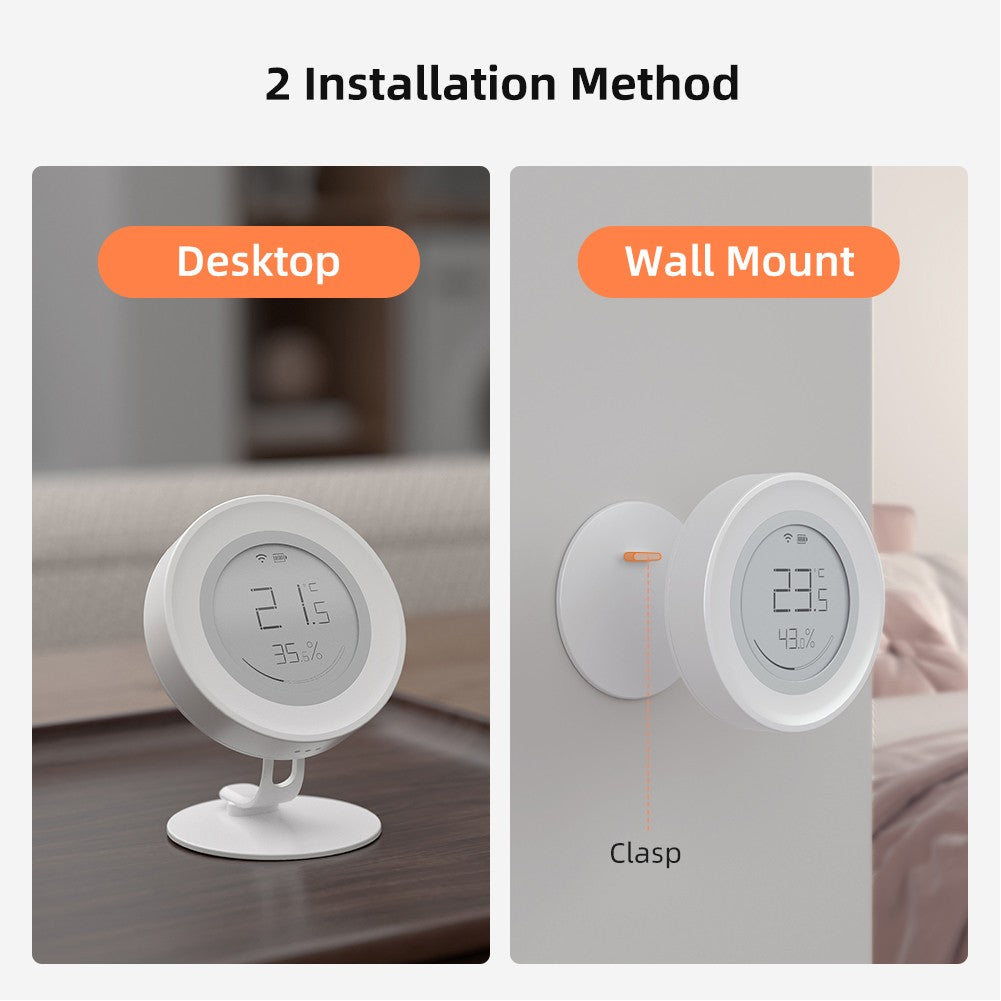 Tuya ZigBee Smart Temp & Humidity Sensor | E-ink Display Hygrometer | Compatible with Google Home & Alexa | Portable for Home & Office Use