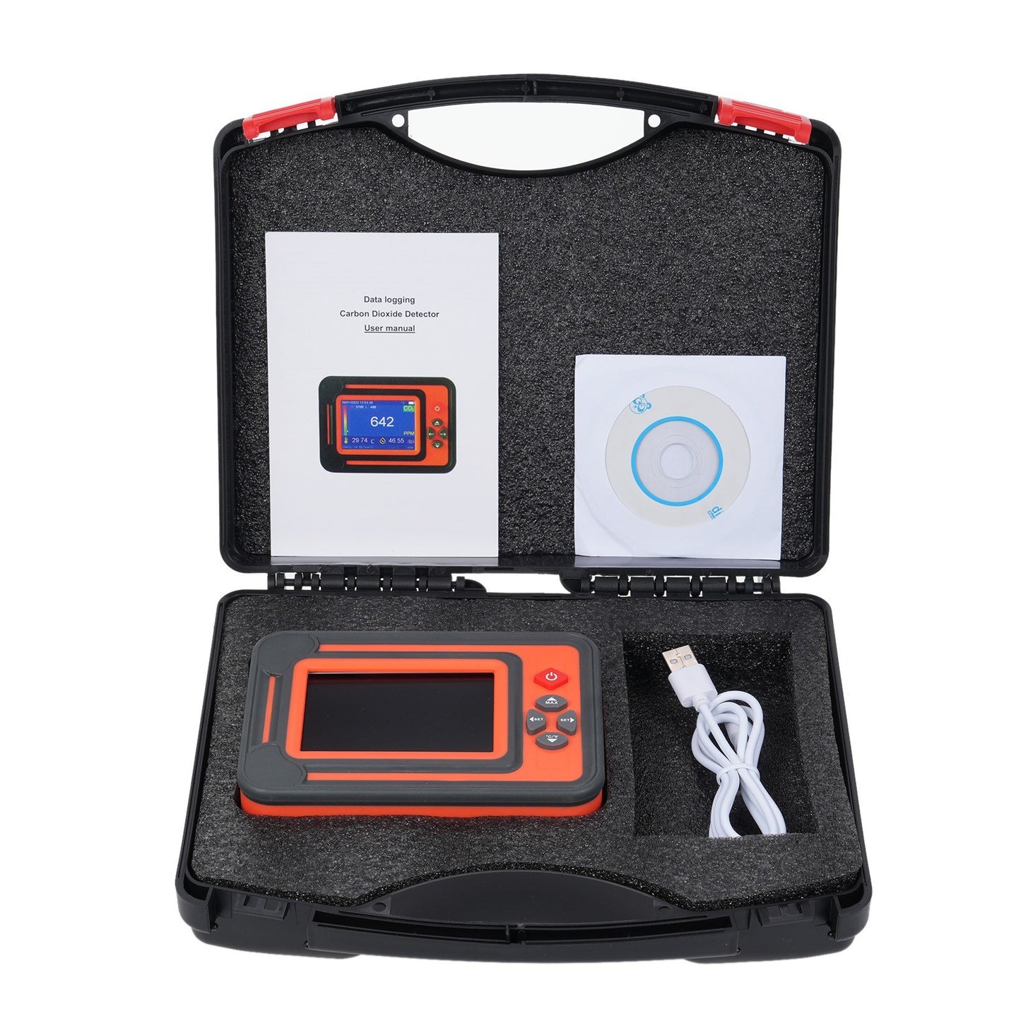 3-in-1 Carbon Monoxide and CO2 Meter with Digital Display, Gas Analyzer, 9999PPM CO2 Detection, Temperature & Humidity Sensor