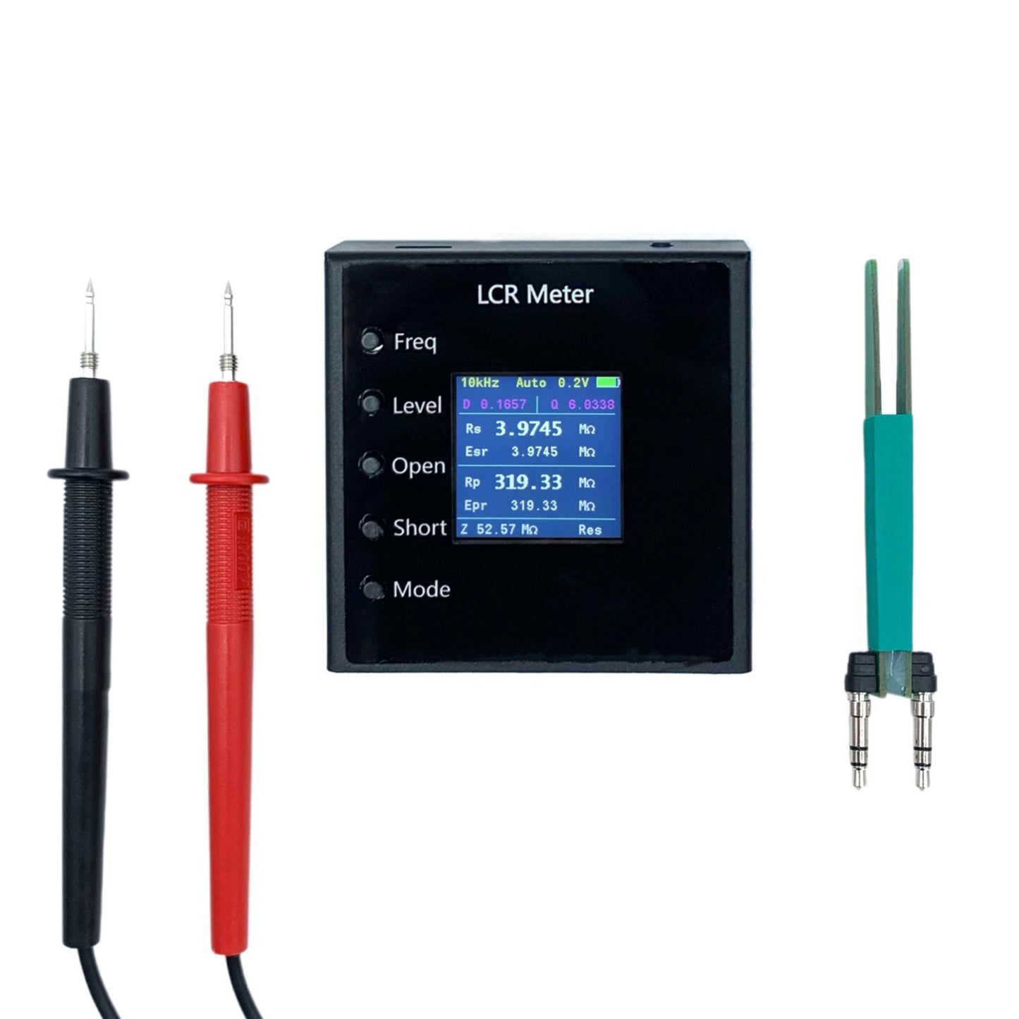 LCR-P1 Transistor Tester Multimeter - Diode, Capacitance & Resistance Meter with Frequency Test (100Hz-100kHz) and 1.54 Color Screen, Kelvin Clip & Tweezer