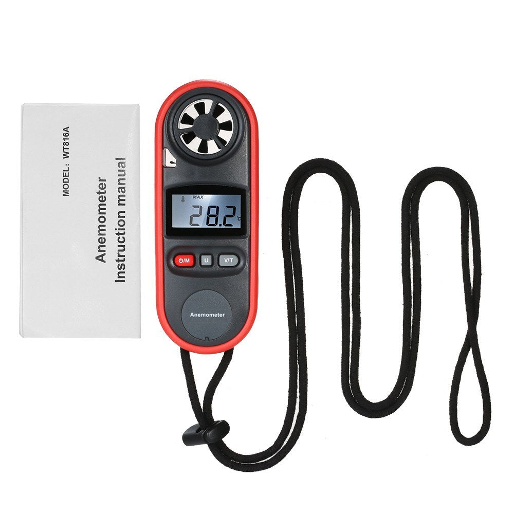 Handheld Mini Digital Anemometer with Beaufort Scale, IP67 Thermometer, Backlit LCD, Max/AVG Mode, Pocket Wind Speed & Temperature Meter