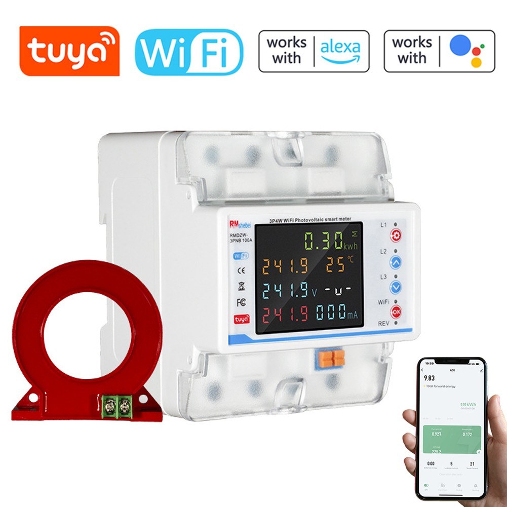 Tuya WiFi Smart Circuit Breaker 3P4W with Auto Reclosure, Power Metering, and Multi-Protection Features