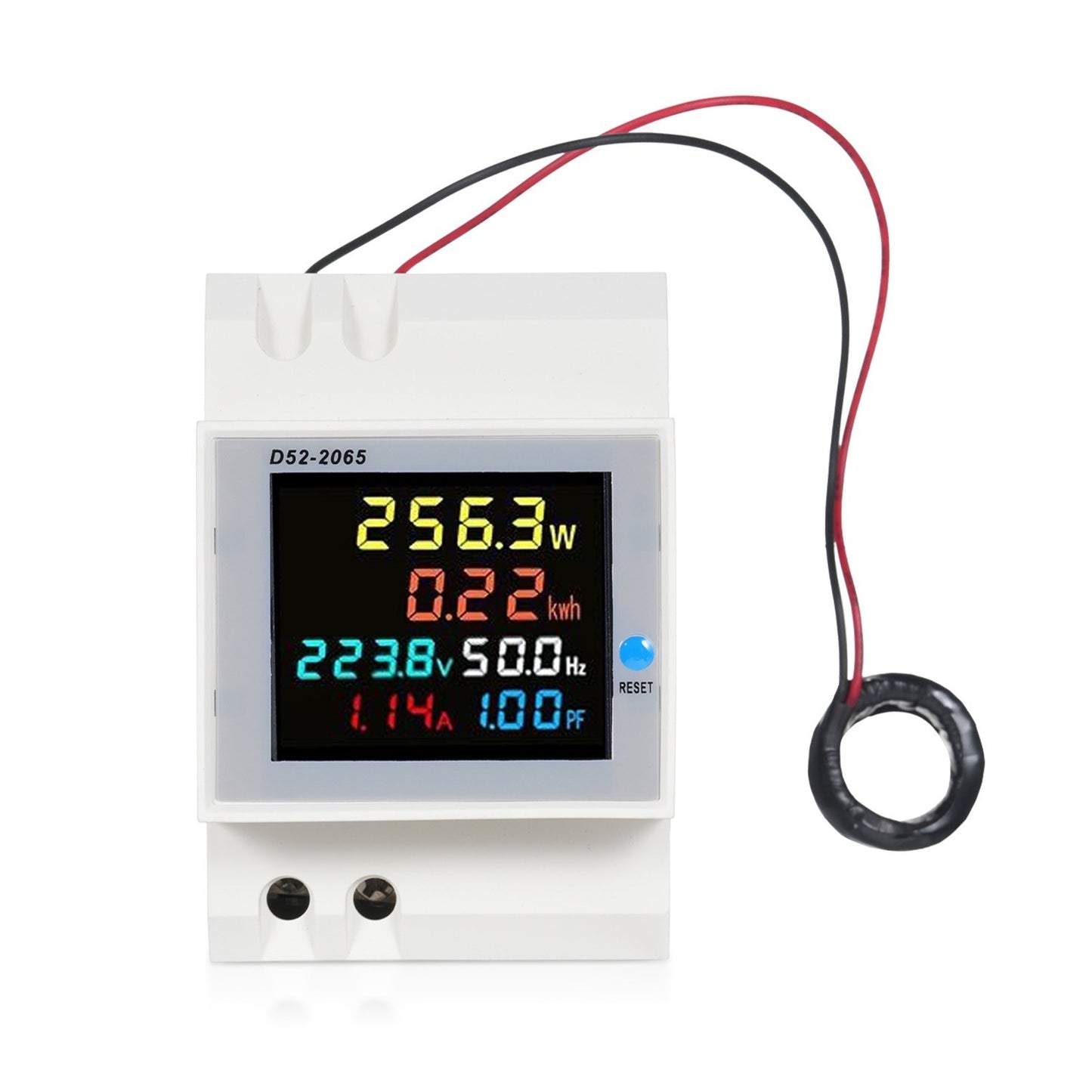 6-in-1 Digital Energy Meter Tester - AC 40V~300V, 100A Din Rail Voltage, Current, Power Factor Monitor, KWH Usage Analysis