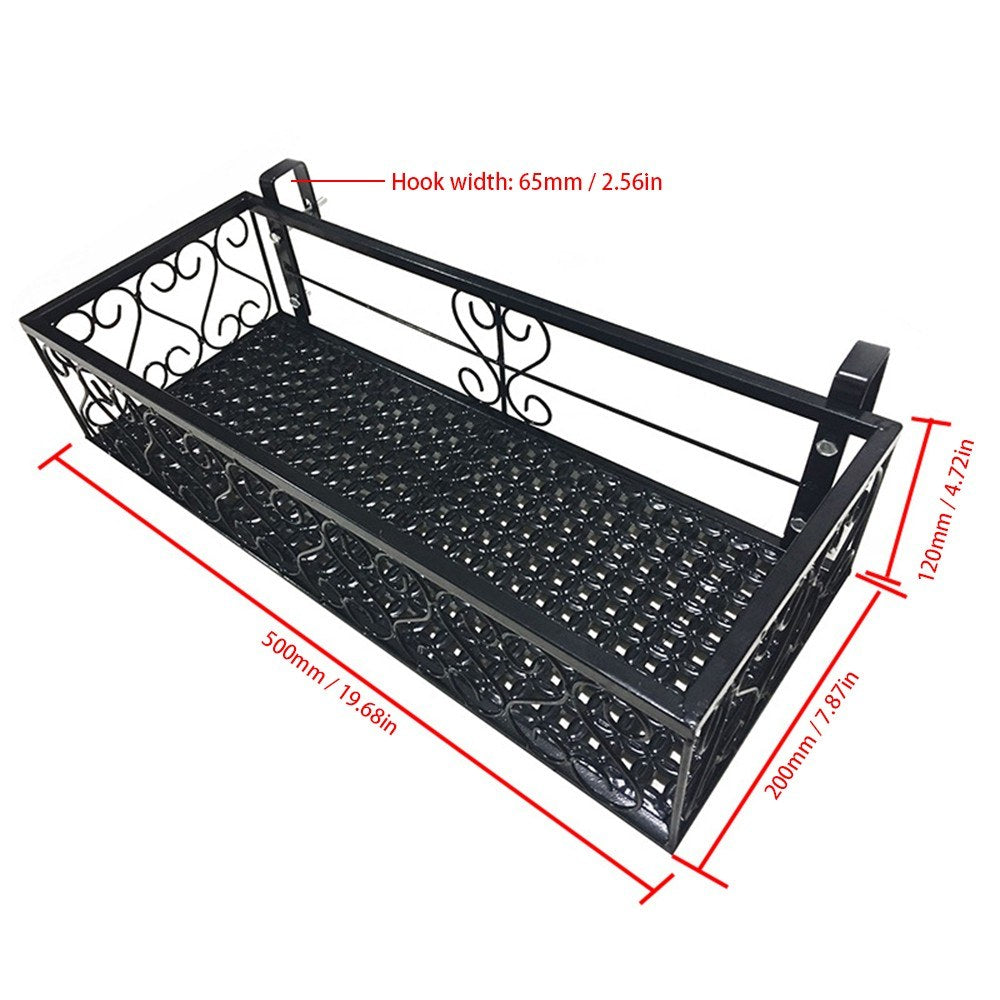 Iron Hanging Flower Railing Basket Shelf