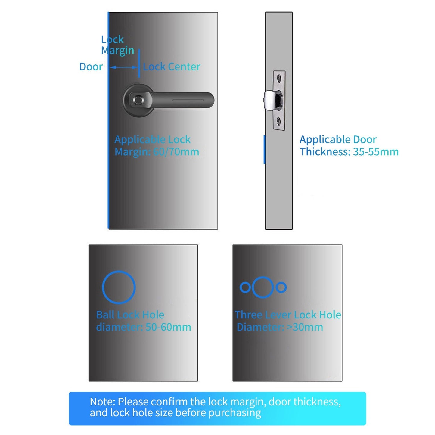 Keyless Entry Fingerprint & Password Smart Door Knob Lock Set for Home, Bedroom, Hotel, Office – 50 Fingerprint Groups, Left/Right Open