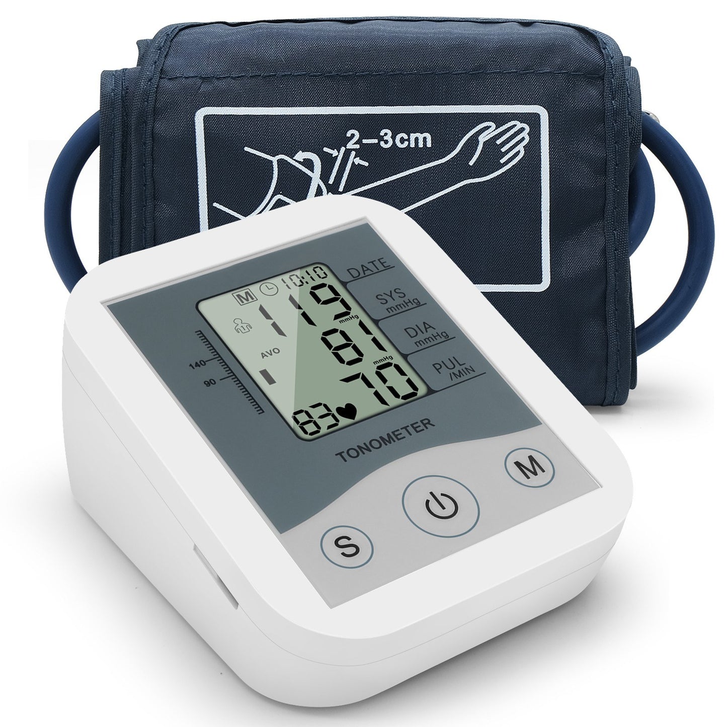 Portable LCD Blood Pressure Monitor - Accurate Arm Band Sphygmomanometer for Home Use