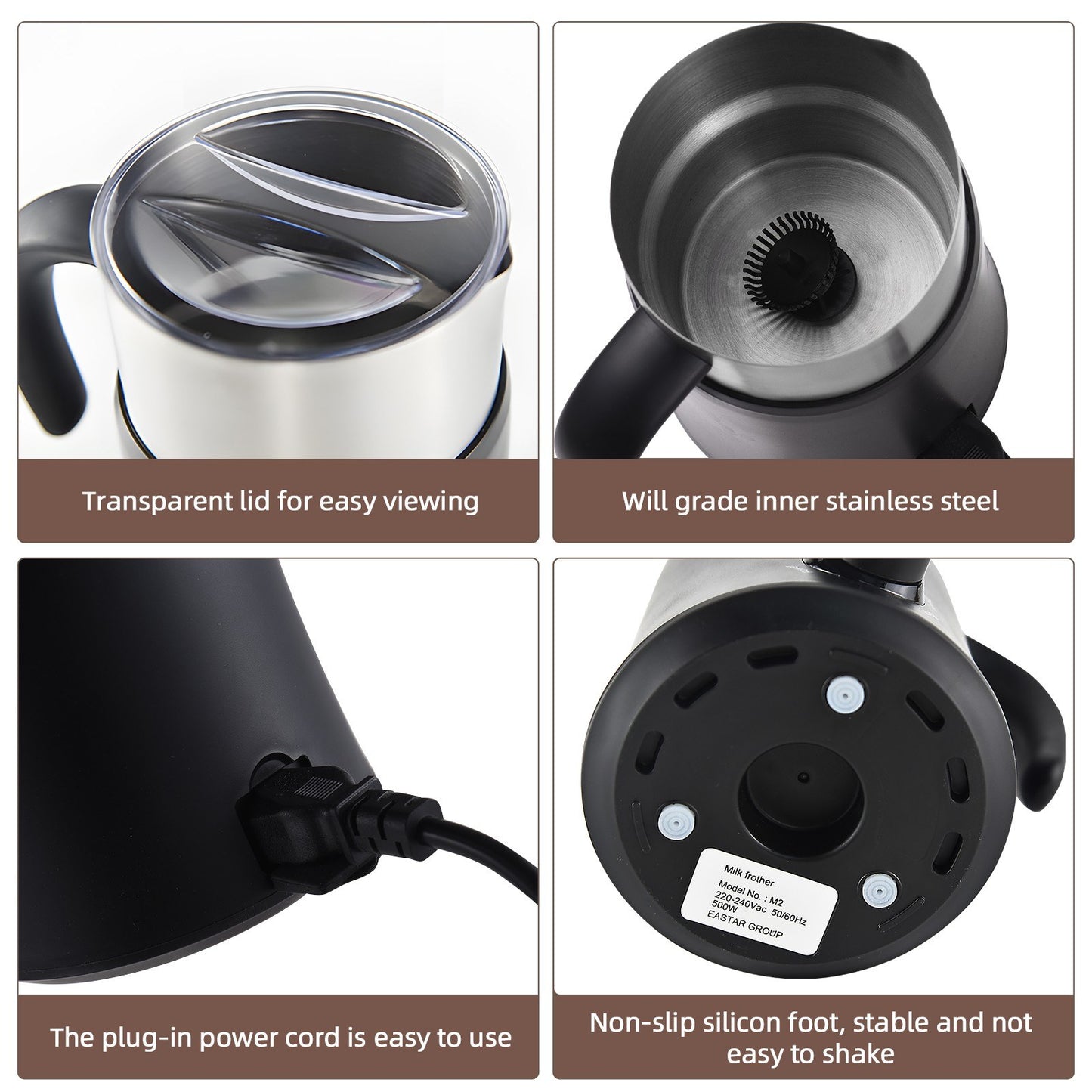 5-in-1 Electric Milk Frother 700ml – Hot & Cold Foam Maker for Lattes, Cappuccinos & Hot Chocolate