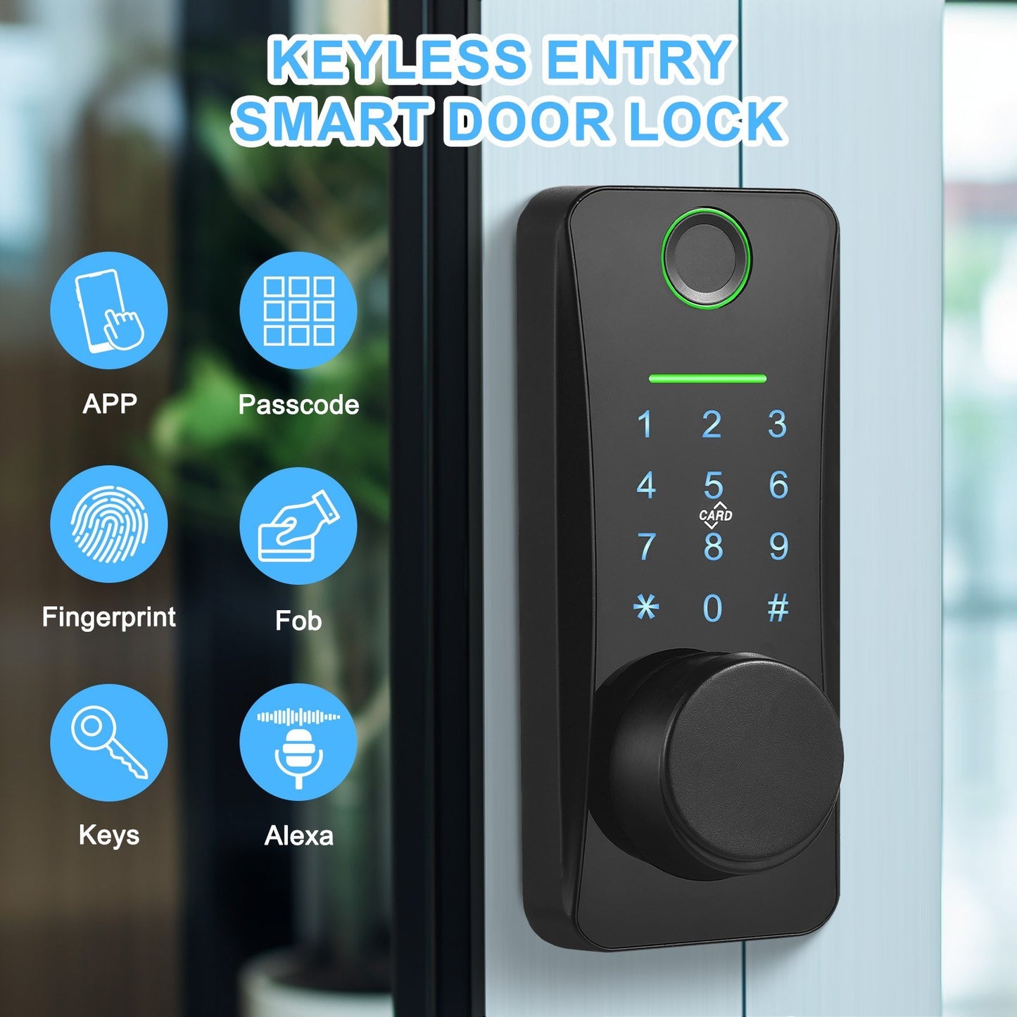 Keyless Smart Lock 5-in-1: Electronic Digital Lock with Touchscreen Keypad & TUYA App Remote Control