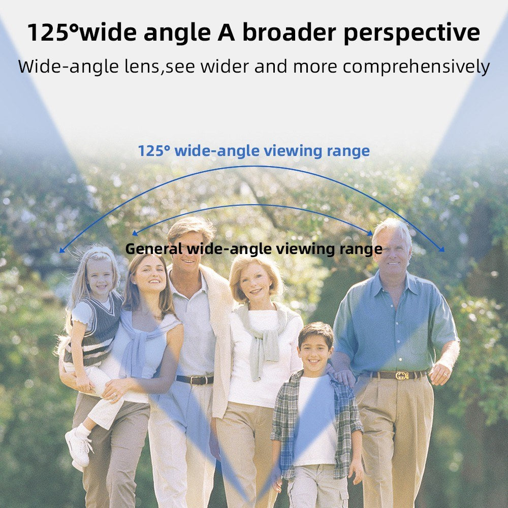 Wireless Smart Doorbell Camera with 125° Wide-Angle Lens, Bidirectional Intercom, Night Vision, One-Button Wake-up for Home or Office
