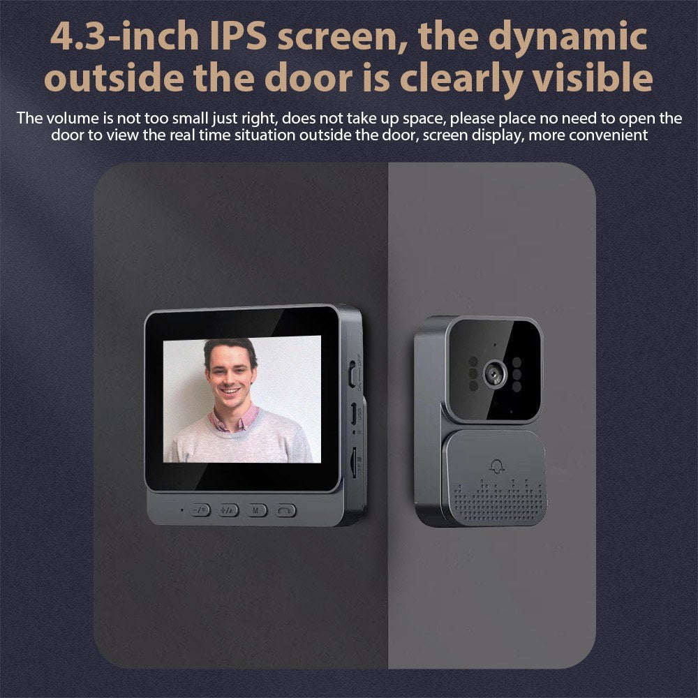 4.3-Inch IPS Screen Wireless Video Intercom Doorbell - HD Monitor, Two-Way Intercom for Home, Villa & Office