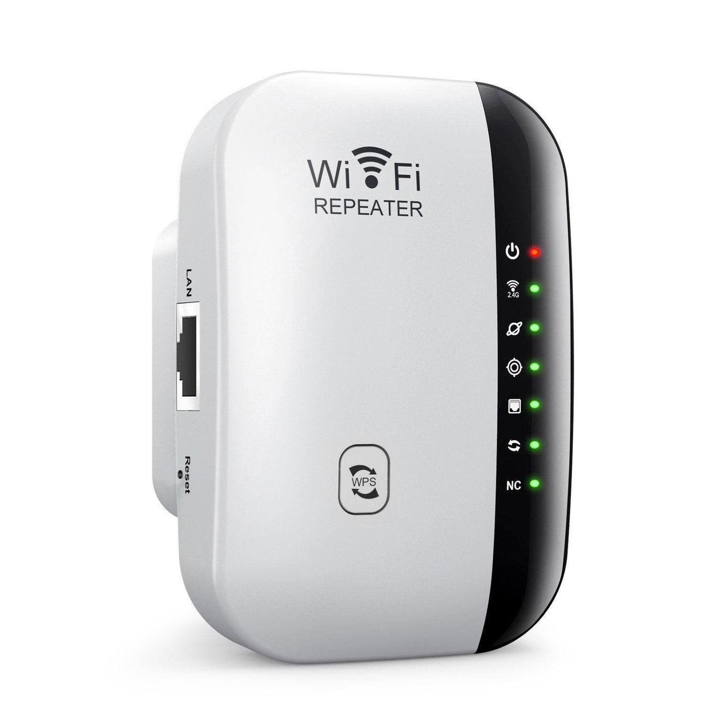 Portable 300M WiFi Repeater & Range Extender with Ethernet, 7 LED Indicators, Relay/AP Modes, Simple Setup
