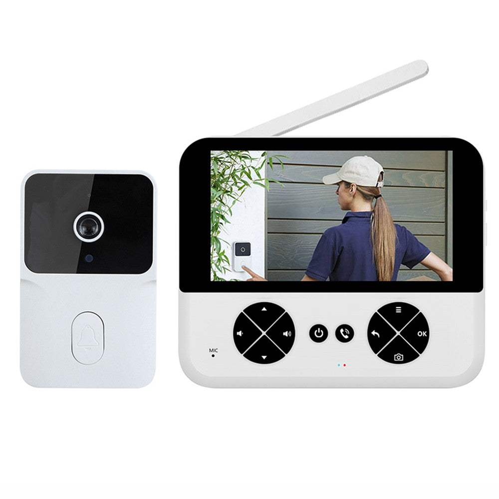 Wireless Video Doorbell Camera with 4.3 IPS Screen, HD Night Vision, Two-Way Audio, No Subscription, No-Drill Mount, Rechargeable, Smart Chime for Home