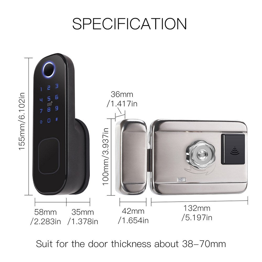 Smart Fingerprint Door Lock - Keyless Keypad Entry, 6 Unlock Methods, Holds 110 Fingerprints & 400 Passwords, APP & Bluetooth Control