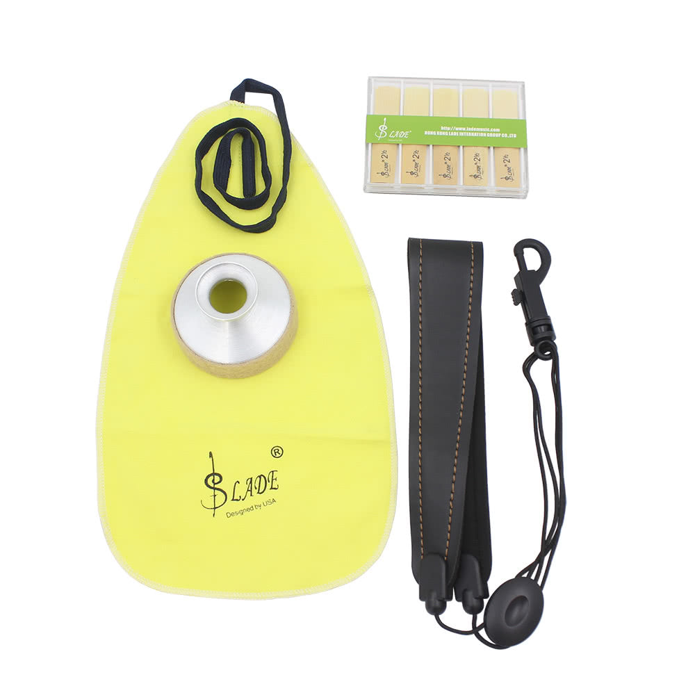 SLADE Alto Saxophone Accessory Kit: 4-in-1 Belt, Cleaning Cloth, Reed, Aluminum Mute