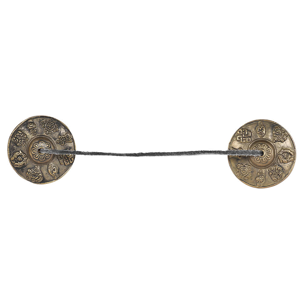 6.5cm Tibetan Tingsha Cymbals – Handcrafted with Buddhist Symbols
