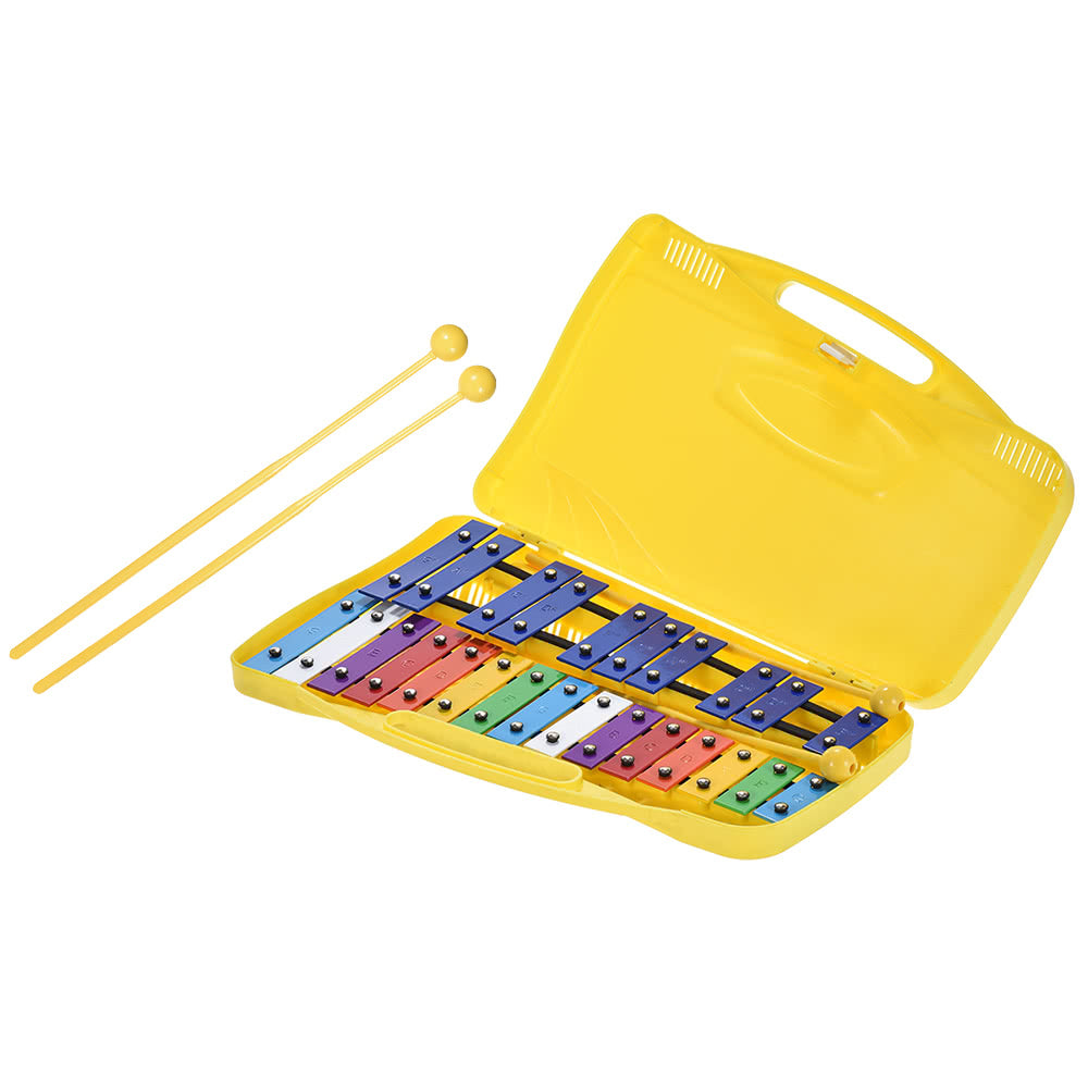 25-Note Colorful Glockenspiel Xylophone - Educational Percussion Instrument Toy with Mallets & Handheld Case for Kids