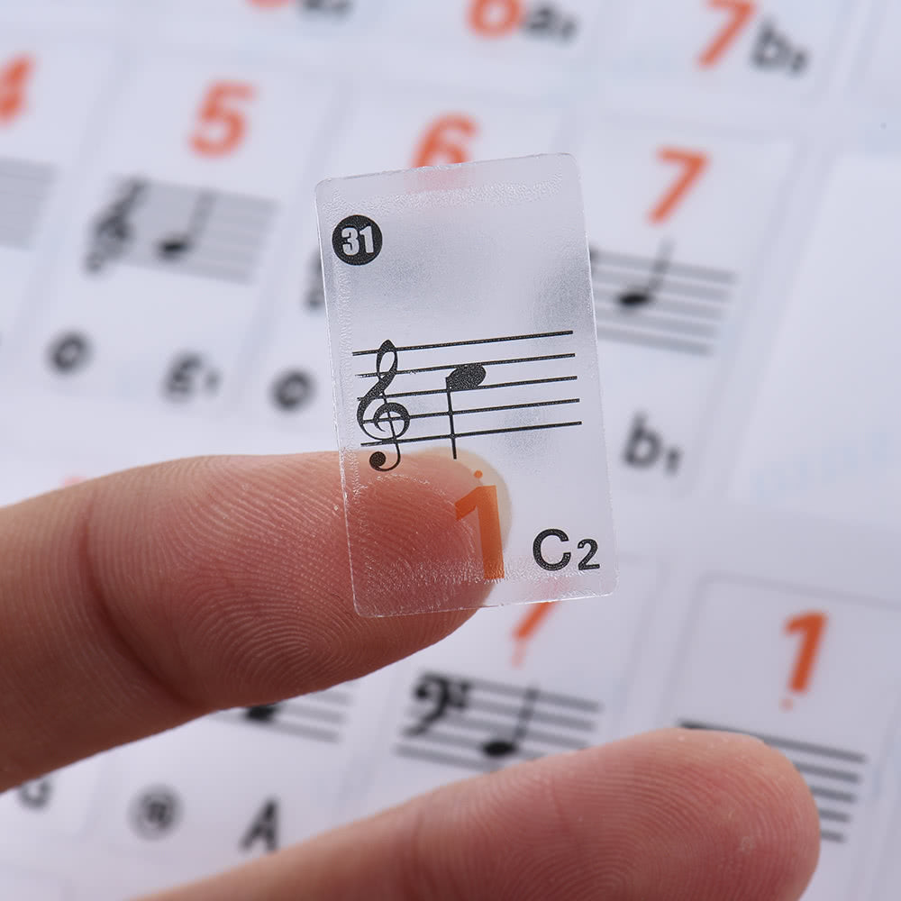 Transparent 88-Key Piano Stave Notation Sticker & Sheet Music for White Keys