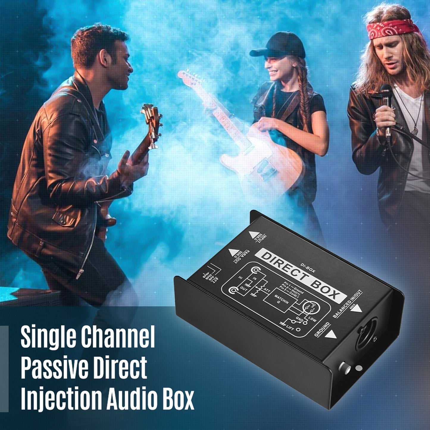 Professional Passive DI-Box: Single Channel Audio Signal Converter with XLR TRS Interfaces