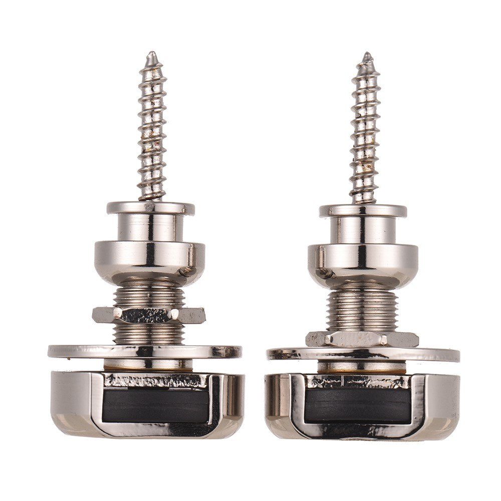 2pcs Silver Metal Guitar Strap Locks Quick Release Security Buttons for Acoustic & Electric Guitars Bass
