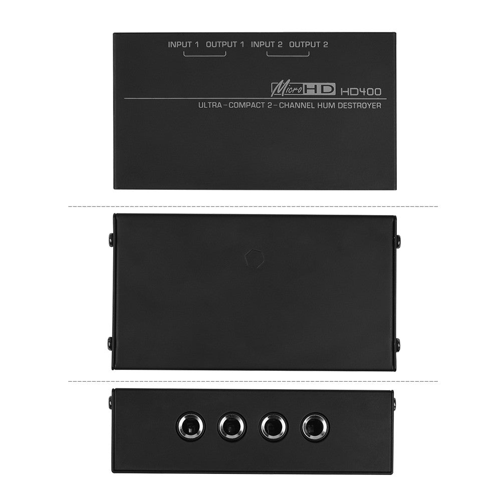 2-Channel Ultra-Compact Hum Eliminator Noise Filter with 1/4 TRS I/O
