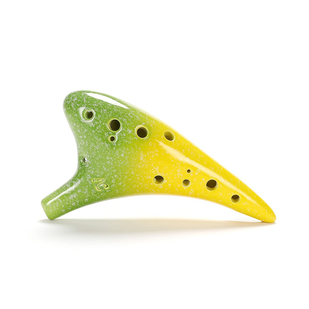 Starry Style 12-Hole Ceramic Alto C Ocarina - Musical Instrument with Lanyard, Music Score & Protective Bag for Music Lovers & Learners