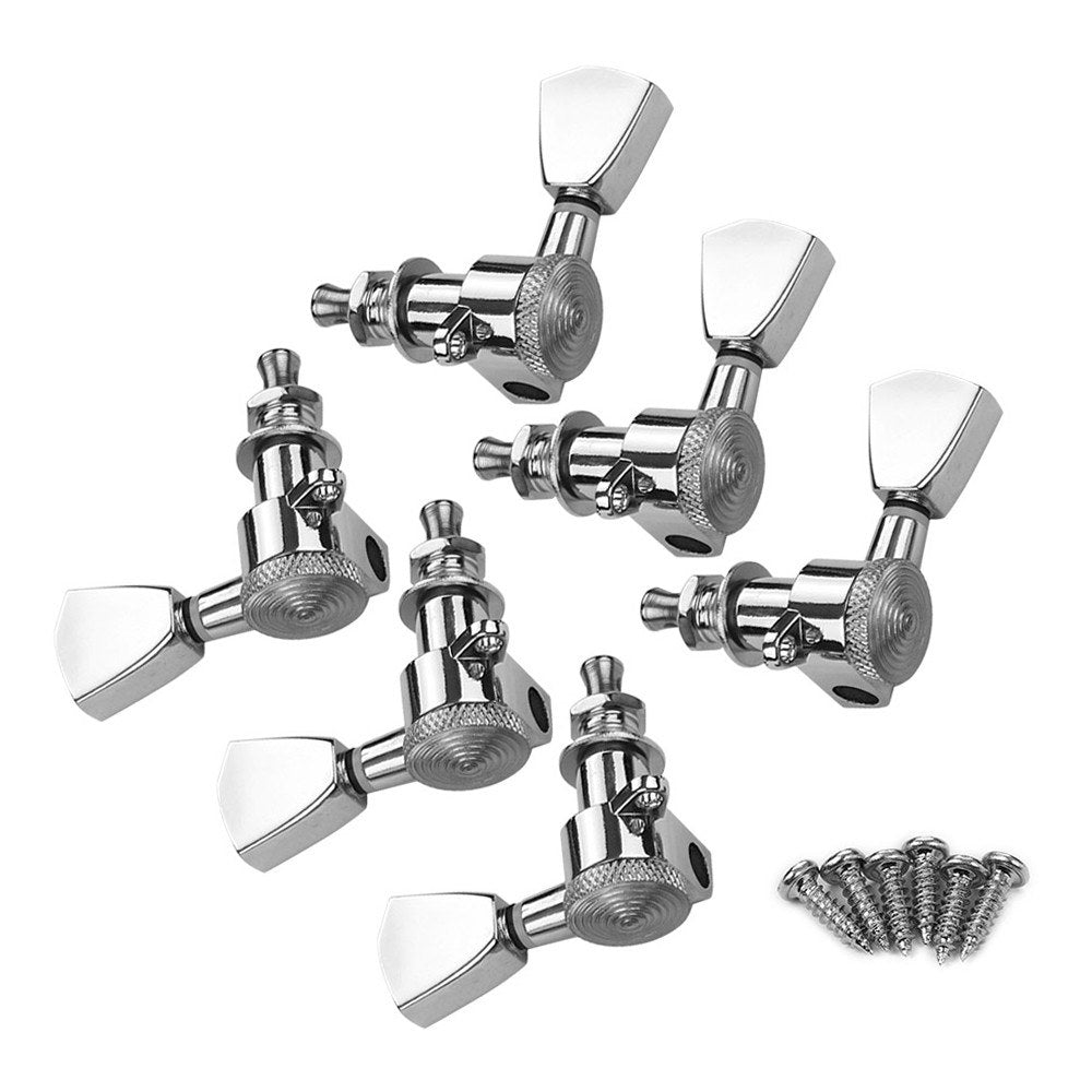 Black 6-Piece Guitar Locking Tuners 3L3R Pegs Machine Heads for Acoustic & Electric Guitars with Screws & Ferrules