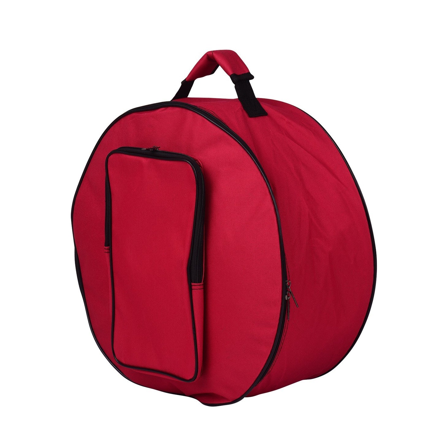 Black Compact Snare Drum Backpack Case with Shoulder Strap & Pockets - Musical Instrument Accessory