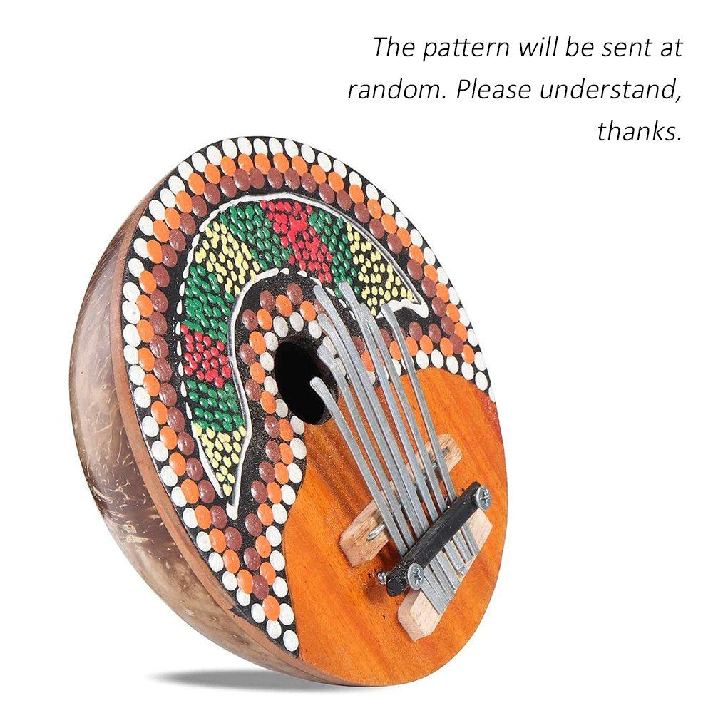 Adjustable 7-Key Coconut Shell Thumb Piano for Kids - Painted Finger Percussion Instrument