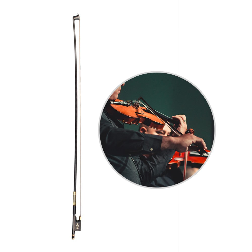 Carbon Fiber Violin Bow, 4/4 Size, Ebony Frog, Horsetail Hair, Well-Balanced