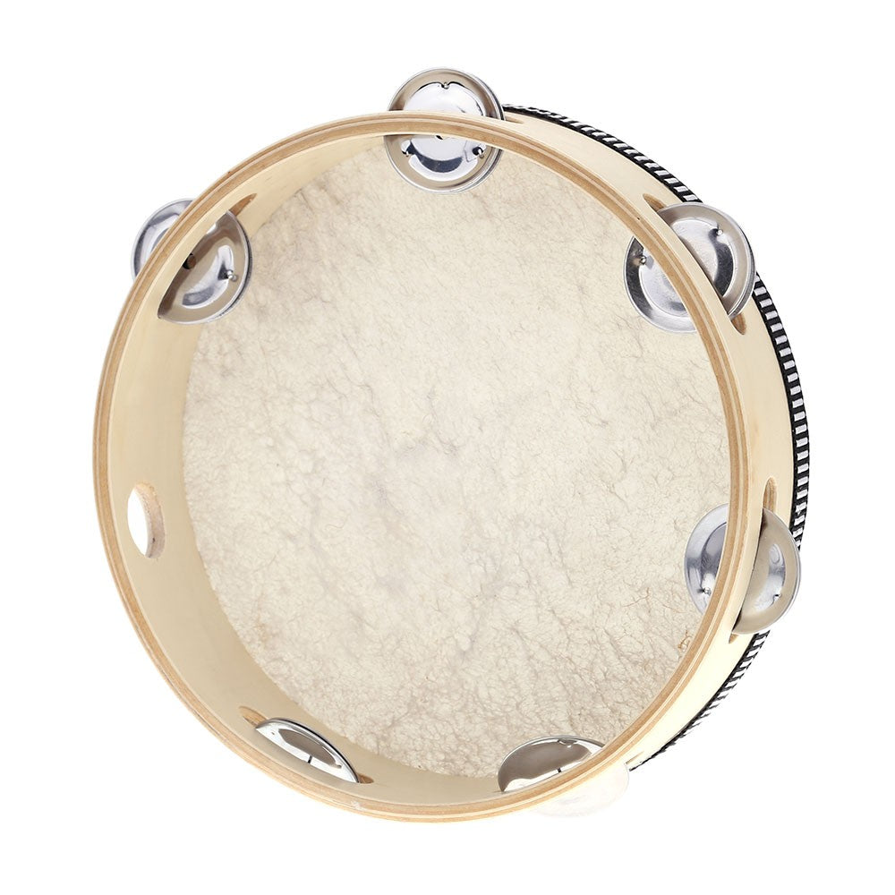 8-Inch Handheld Tambourine Drum with Metal Jingles - Birch Percussion Instrument for Kids Party Games & KTV