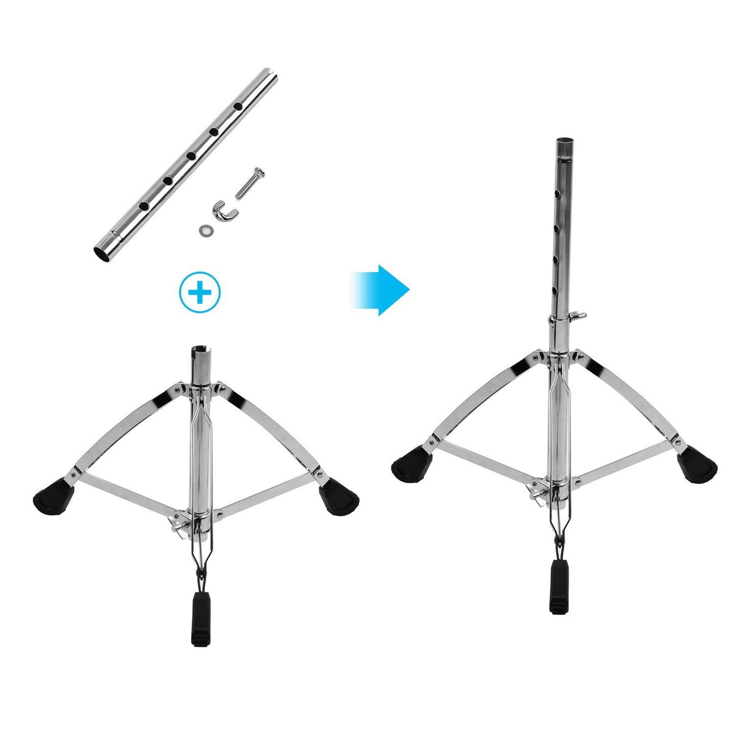 Universal Drum Throne - Round Padded Seat, Double-Braced Stainless Steel Legs, Anti-Slip